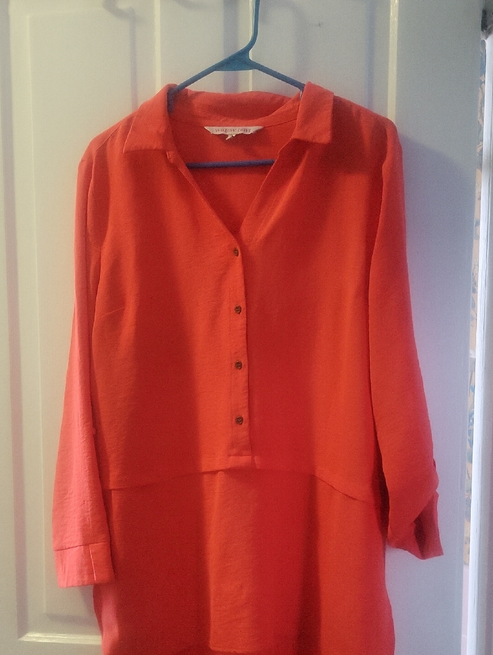 Coral Button-Front Tunic Top
